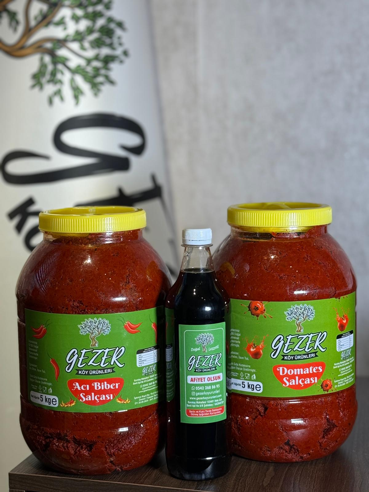 5 KG ACI BİBER SALÇASI- 5 KG DOMATES SALÇASI-1 KG NAR EKŞİSİ